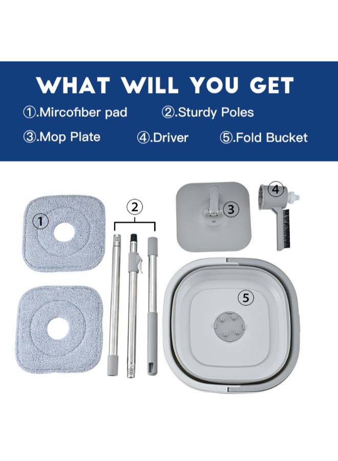 PAACHU 360° Flat Spin Mop with Bucket – Durable Design, Adjustable Handle, Microfiber Pad-6.5L - Image 2